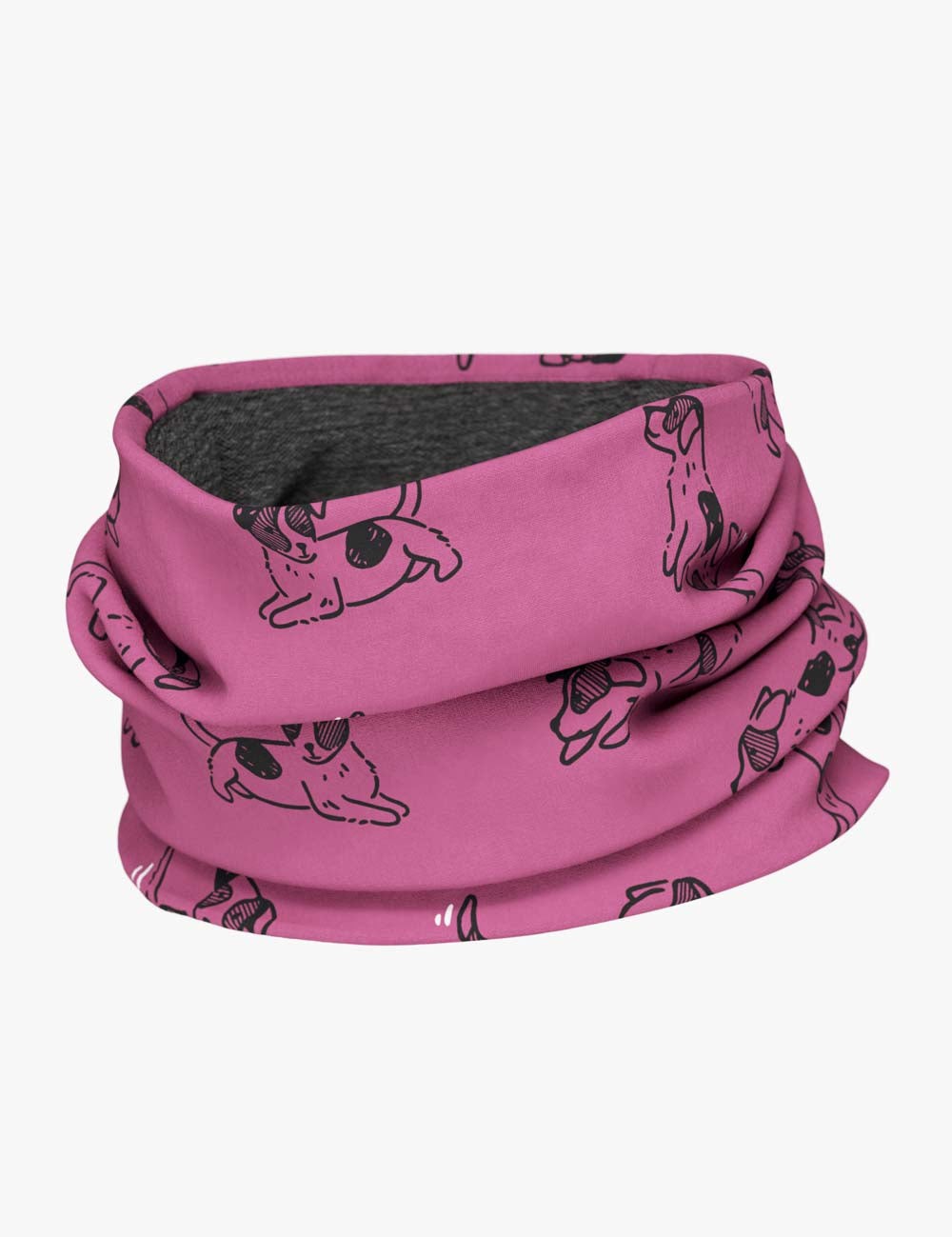 Kids Merino Neck Tube in Pink Dogs Print