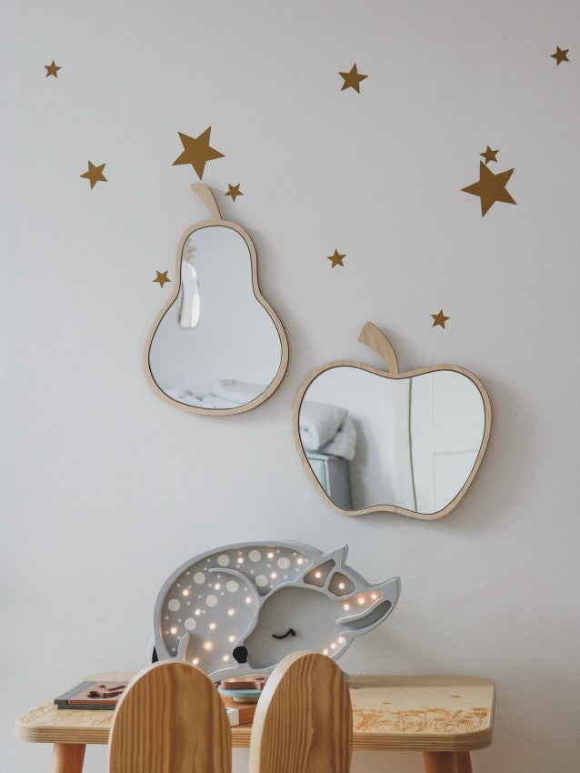 Kids Room Pear Mirror – Child-Friendly Acrylic &amp; Wood