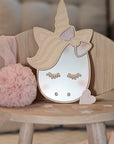 Kids Unicorn Mirror with Acrylic and Wooden Frame