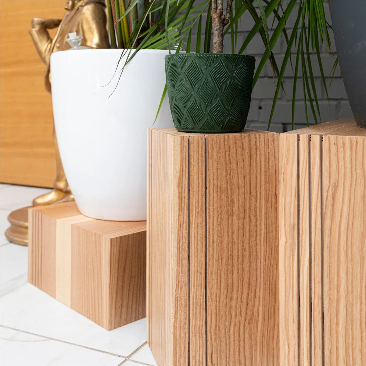 Stylish Wooden Cube Plant Stand Set of Three