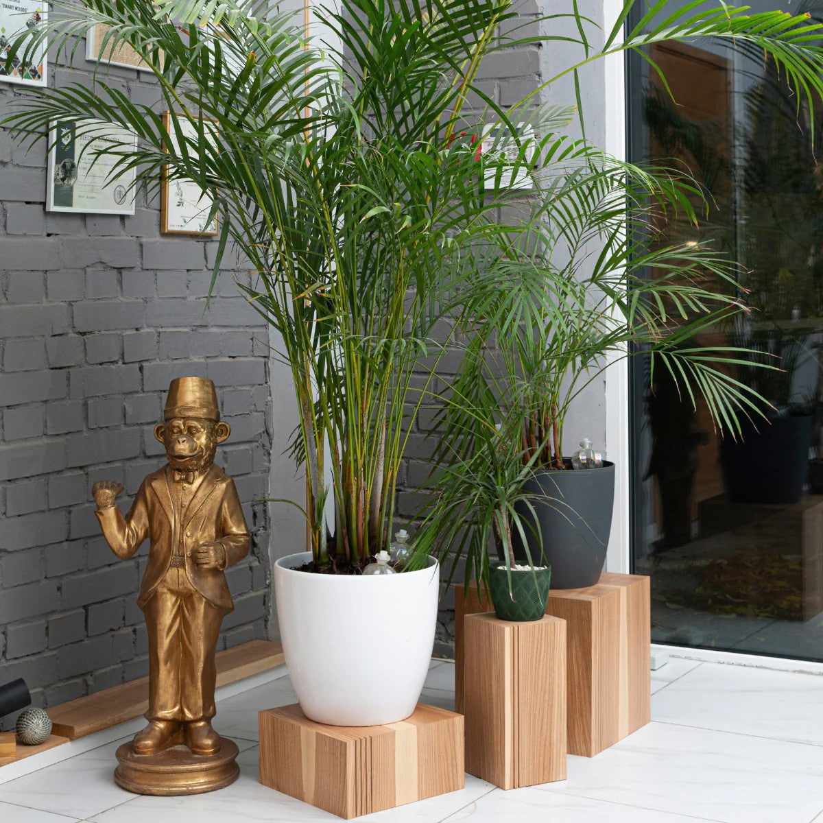 Stylish Wooden Cube Plant Stand Set of Three