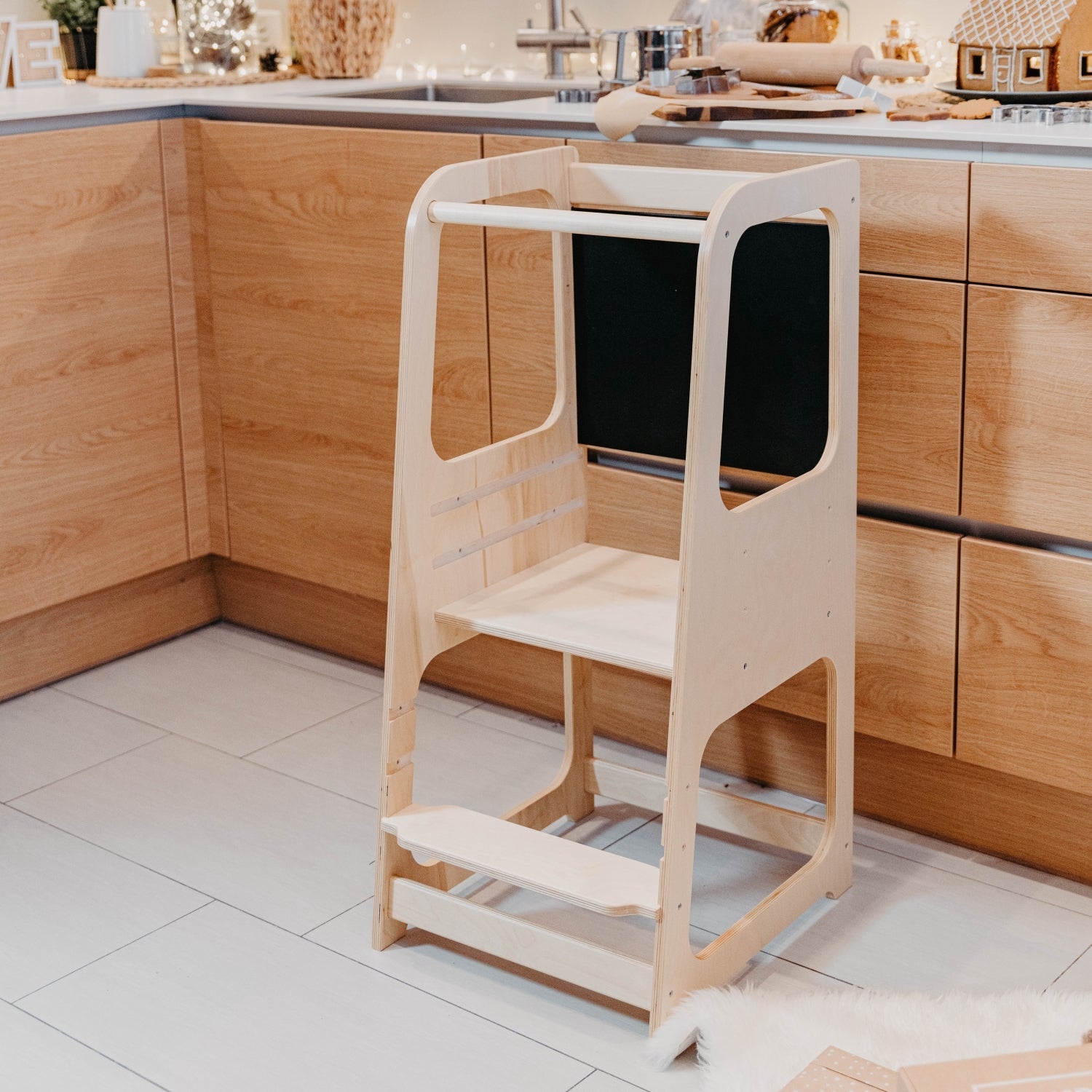 Montessori Helper Tower Step Stool with Blackboard