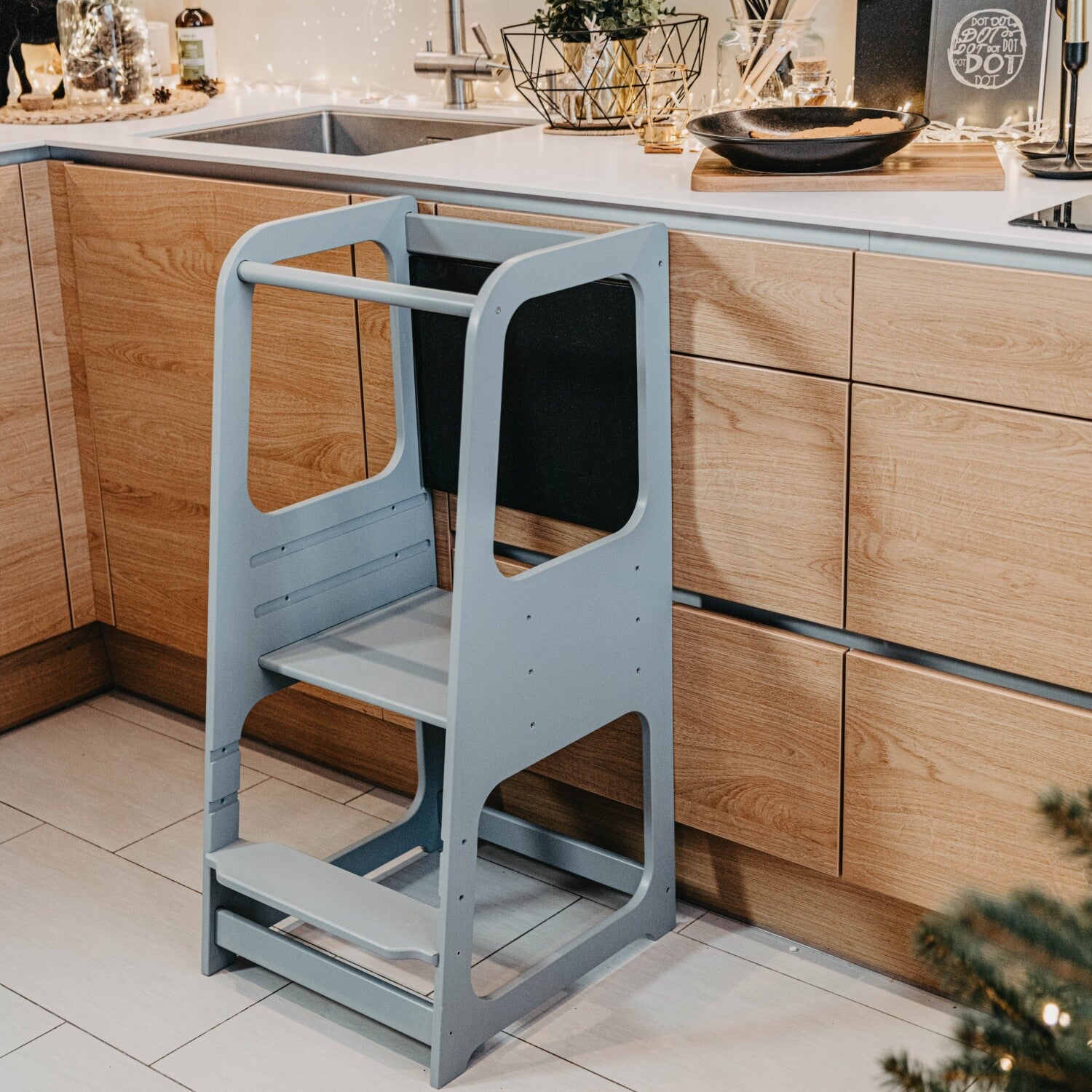 Montessori Helper Tower Step Stool with Blackboard