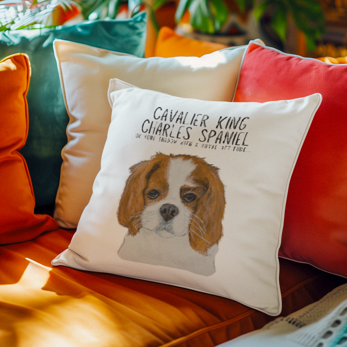 Cushion of the Crown: Cavalier King Charles Spaniel with Royal Shadow Attitude