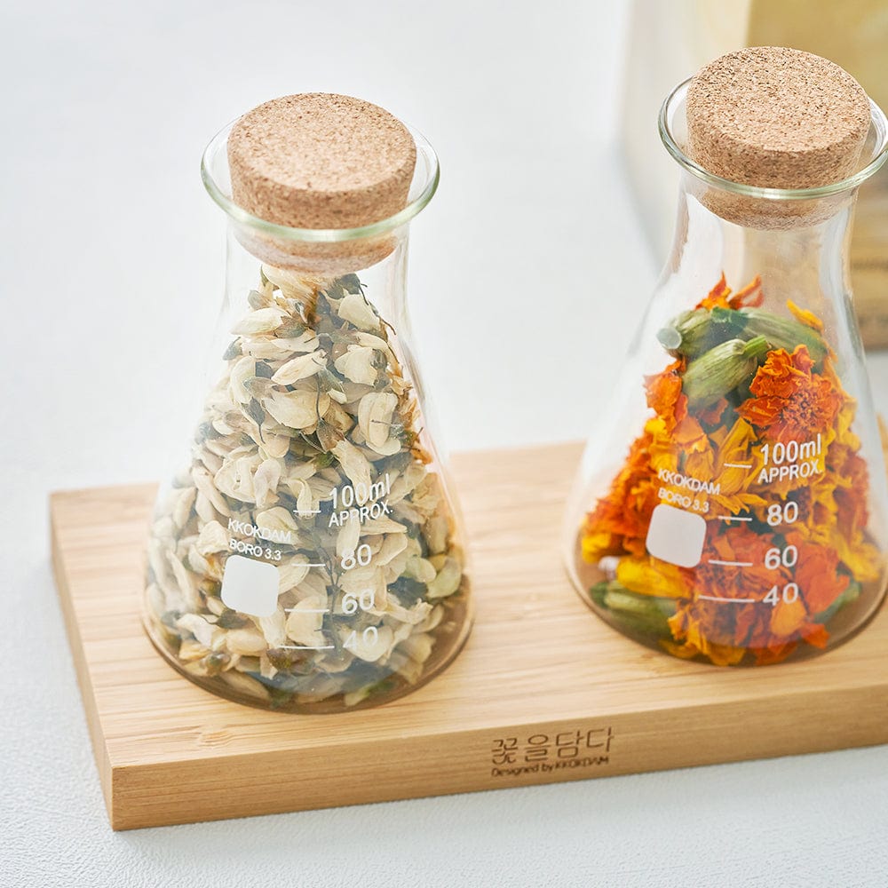 House Warming Flower Tea &amp; Wood Tray Set