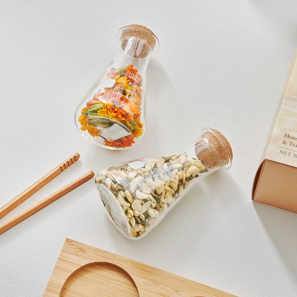 House Warming Flower Tea &amp; Wood Tray Set