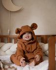 Eared Jumpsuit for Babies and Kids - Cinnamon
