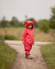 Eared Jumpsuit for Babies and Kids - Coral