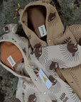 Eared Jumpsuit for Babies and Kids - Lion on Cacao