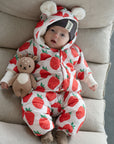 Winter Jumpsuit with Teddy Lining for Babies and Kids - Strawberries