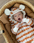Winter Jumpsuit with Teddy Lining for Babies and Kids - Orange Dots