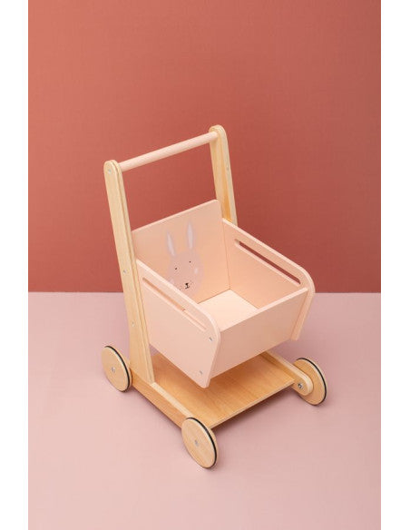 Wooden Shopping Cart with Rabbit Design