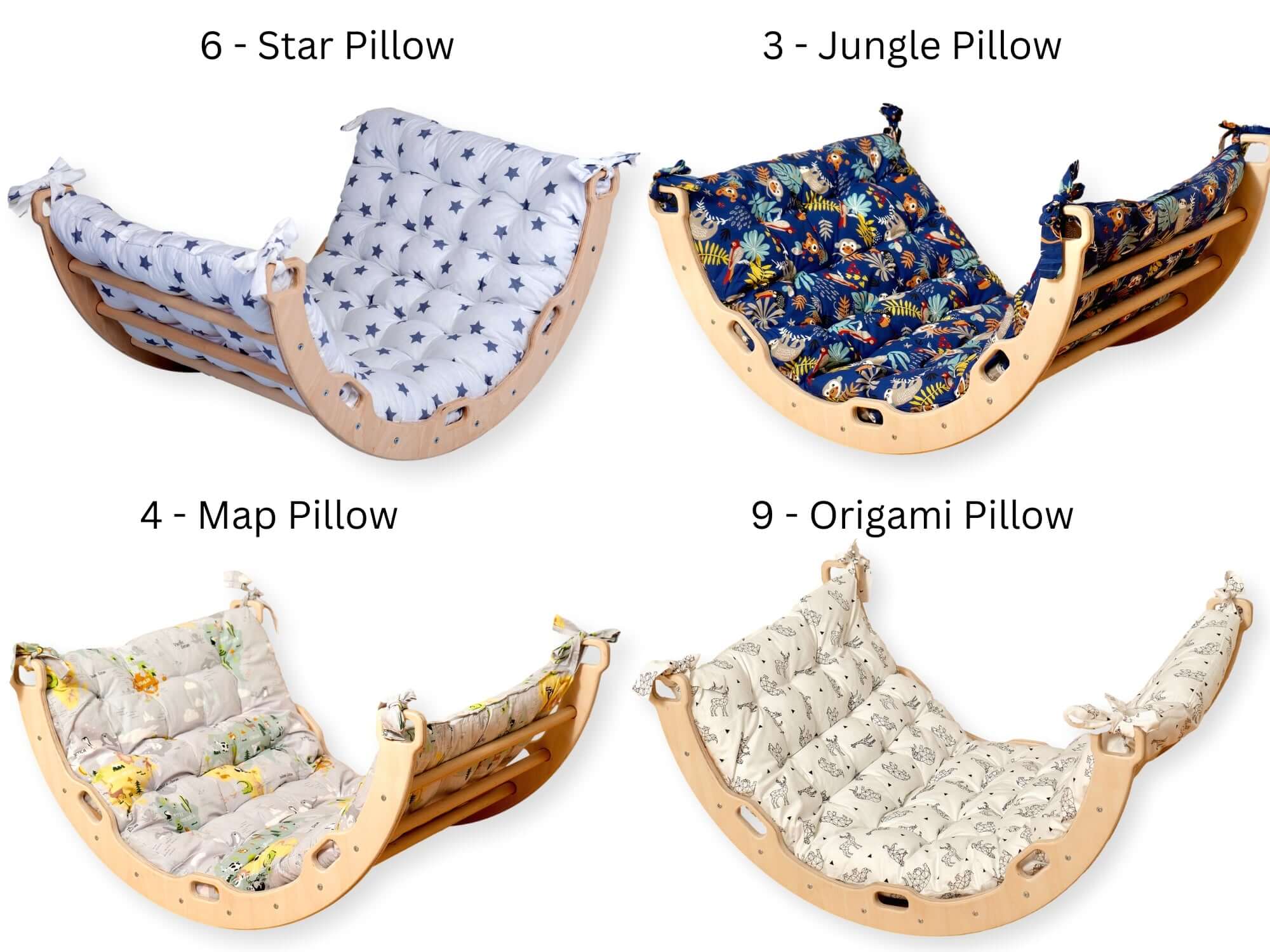 Medium Montessori Climbing Arch/Rocker with Pillow &amp; Ramp Set-4