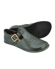 Dark Green Wide Toe Leather Shoes