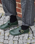 Dark Green Wide Toe Leather Shoes