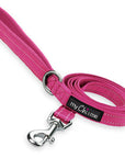 Tiny Trails Reflective 15mm Webbing Lead with Neoprene Handle Lining Hot Pink