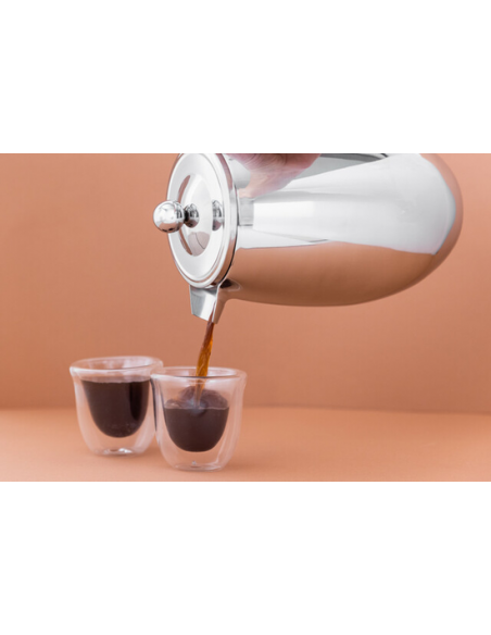 Silver Double Wall Insulated Eight Cup Coffee Maker 1 Liter