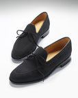 Black Suede Laced Loafers, Welted Leather Sole