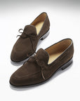 Brown Suede Goodyear Welted Laced Loafers