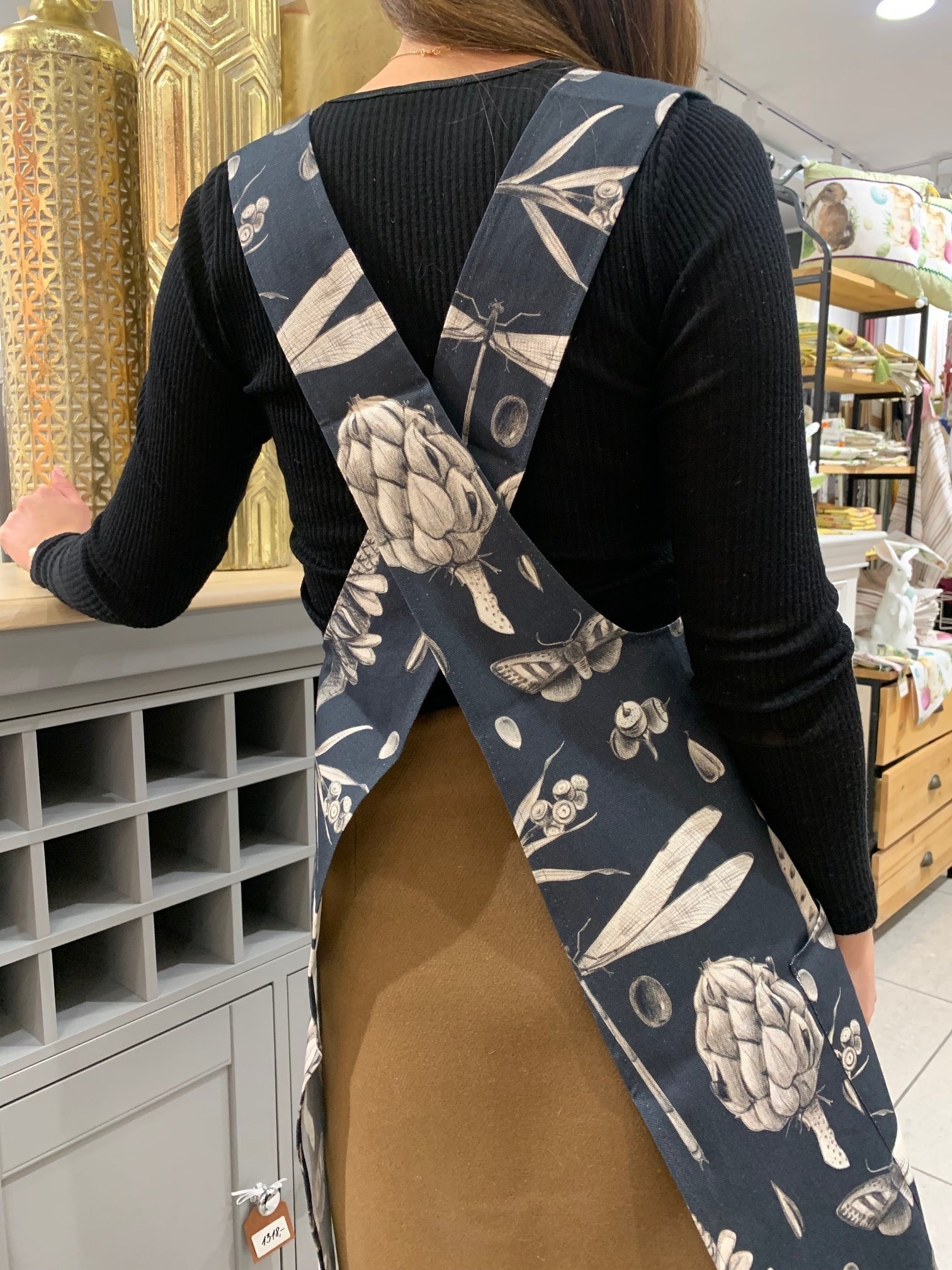 Ladies Apron in Seeds Carbon Print