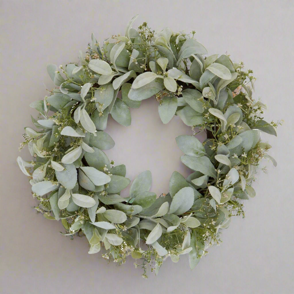 Cozy Winter Wreath with Lambs Ear and Wax Flower