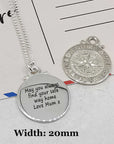 Large Travel Safe Compass Personalised St Christopher Silver Necklace