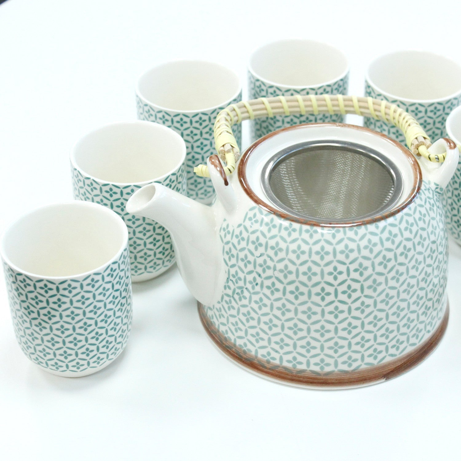 Large Herbal Teapot - Green Mosaic Design