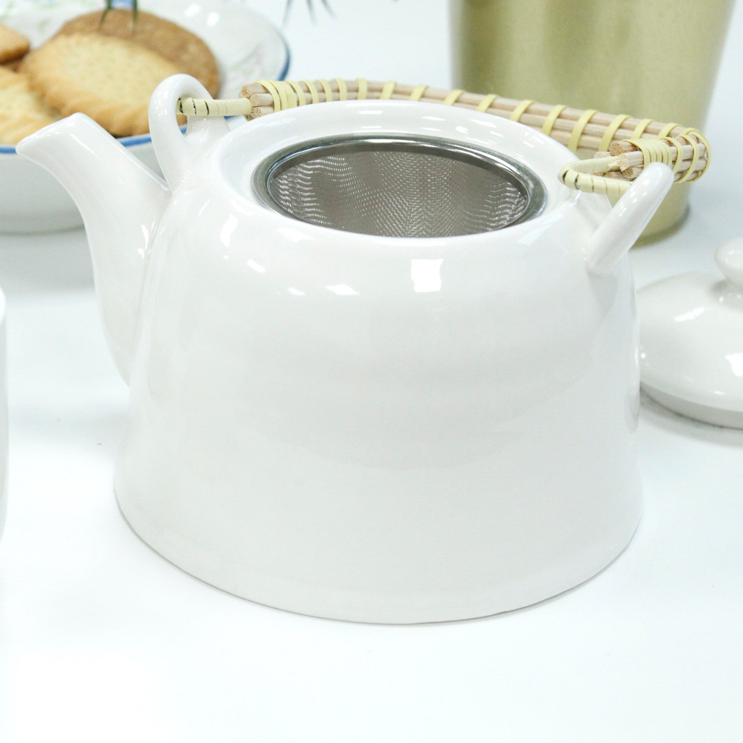 Large Herbal Teapot - Classic White Design