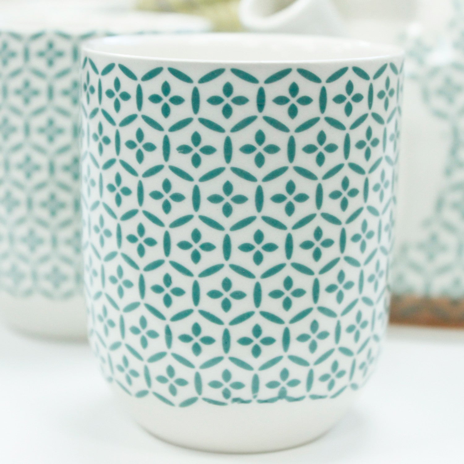 Large Herbal Teapot - Green Mosaic Design