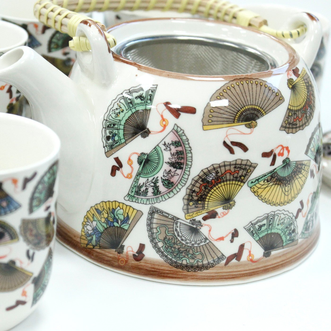 Large Herbal Teapot - China Fan Design