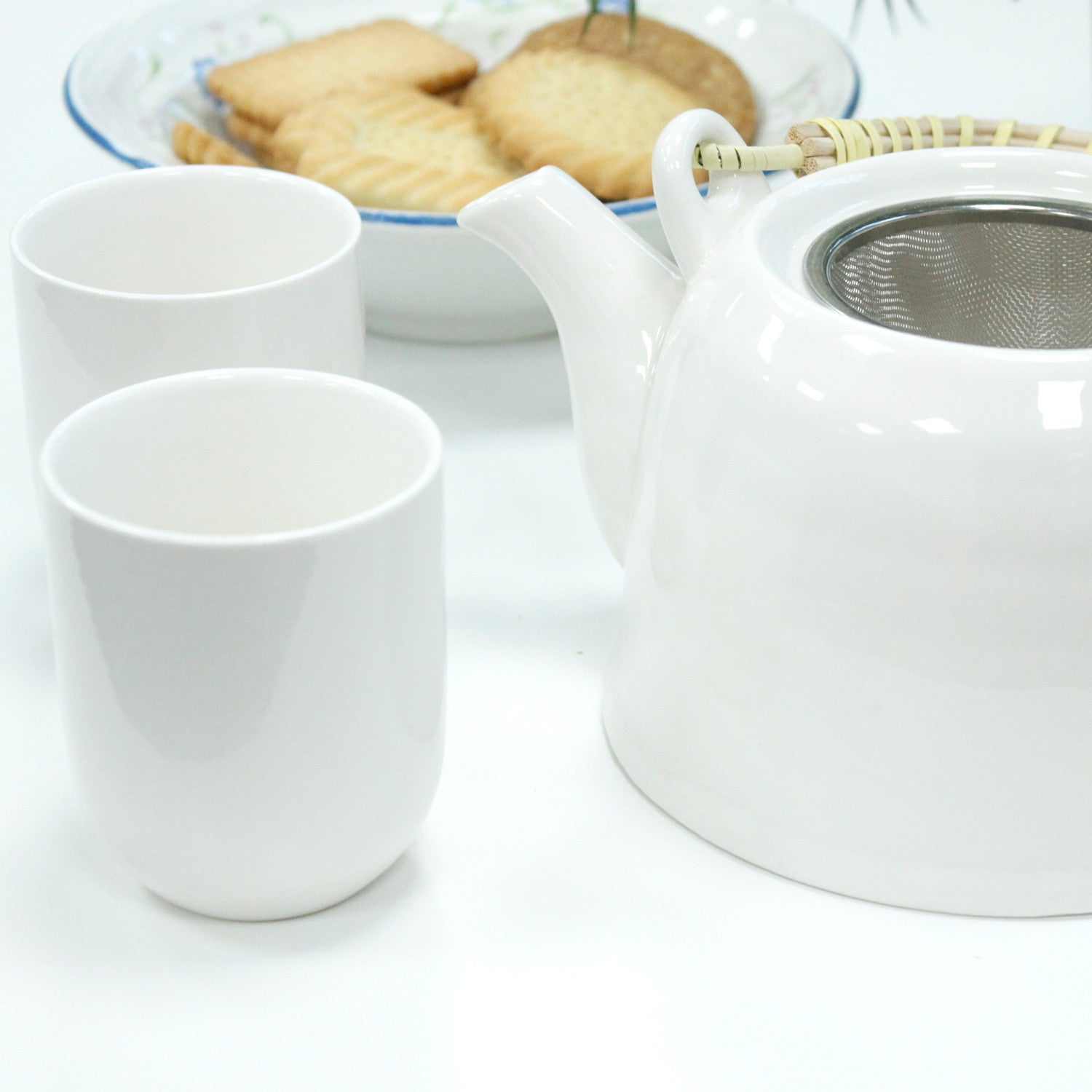 Large Herbal Teapot - Classic White Design