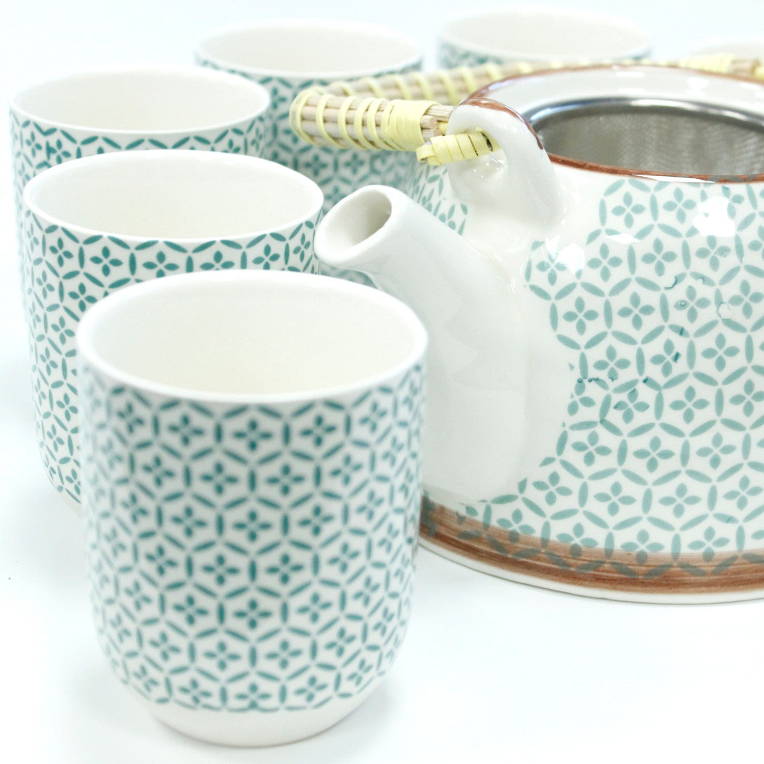 Large Herbal Teapot - Green Mosaic Design