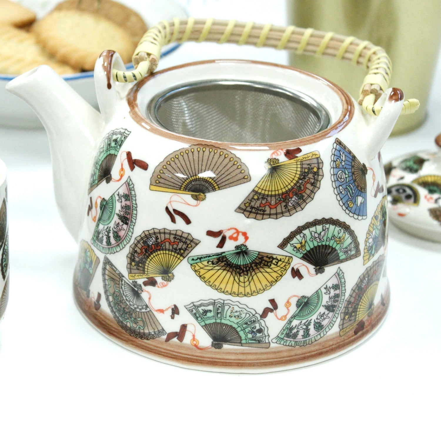 Large Herbal Teapot - China Fan Design