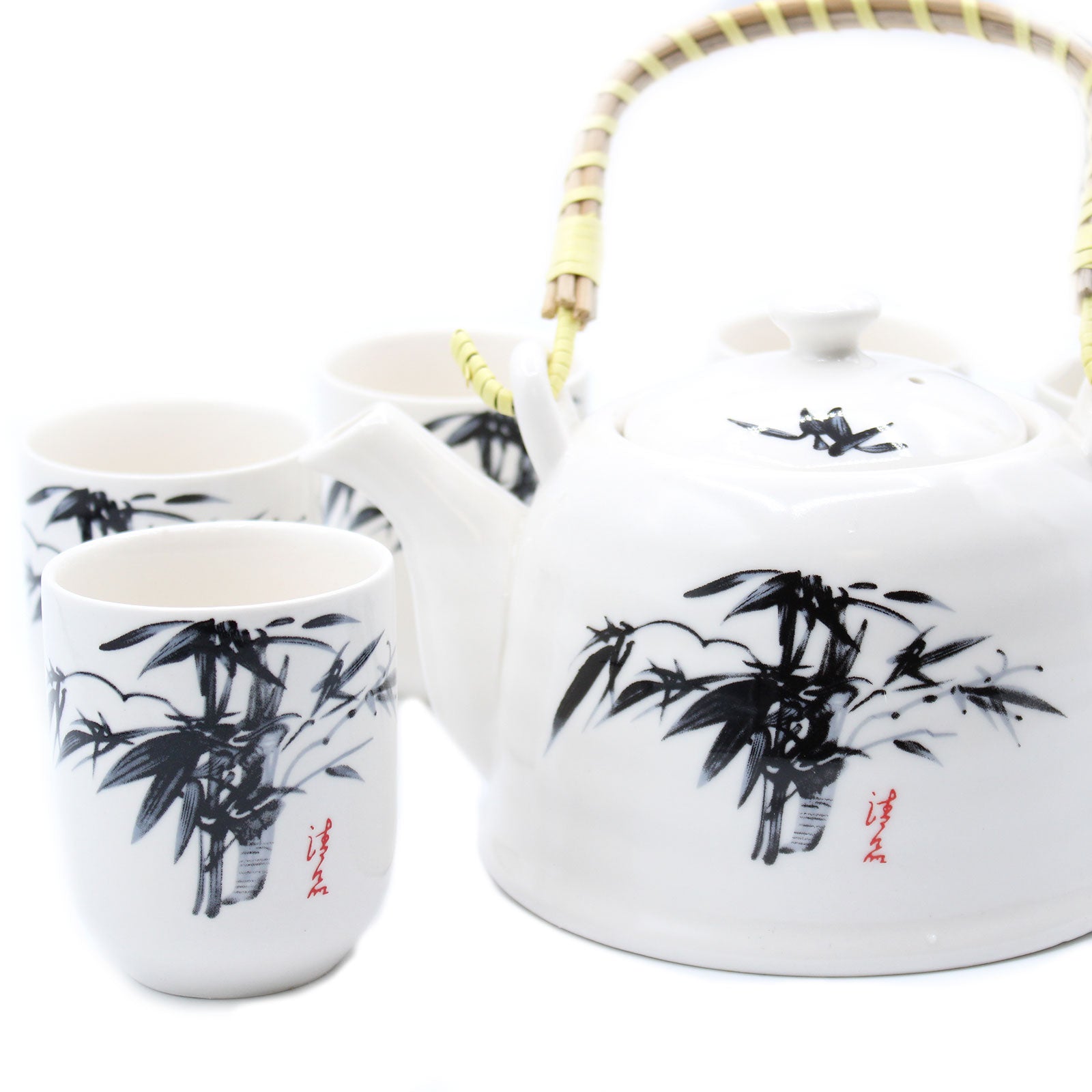 Large Herbal Teapot - White Stone Oriental Design