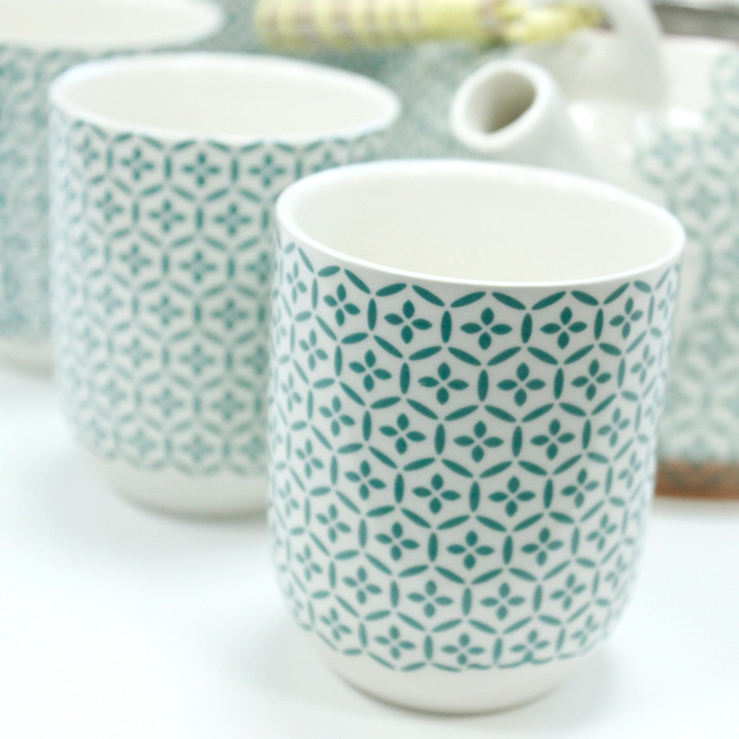 Large Herbal Teapot - Green Mosaic Design