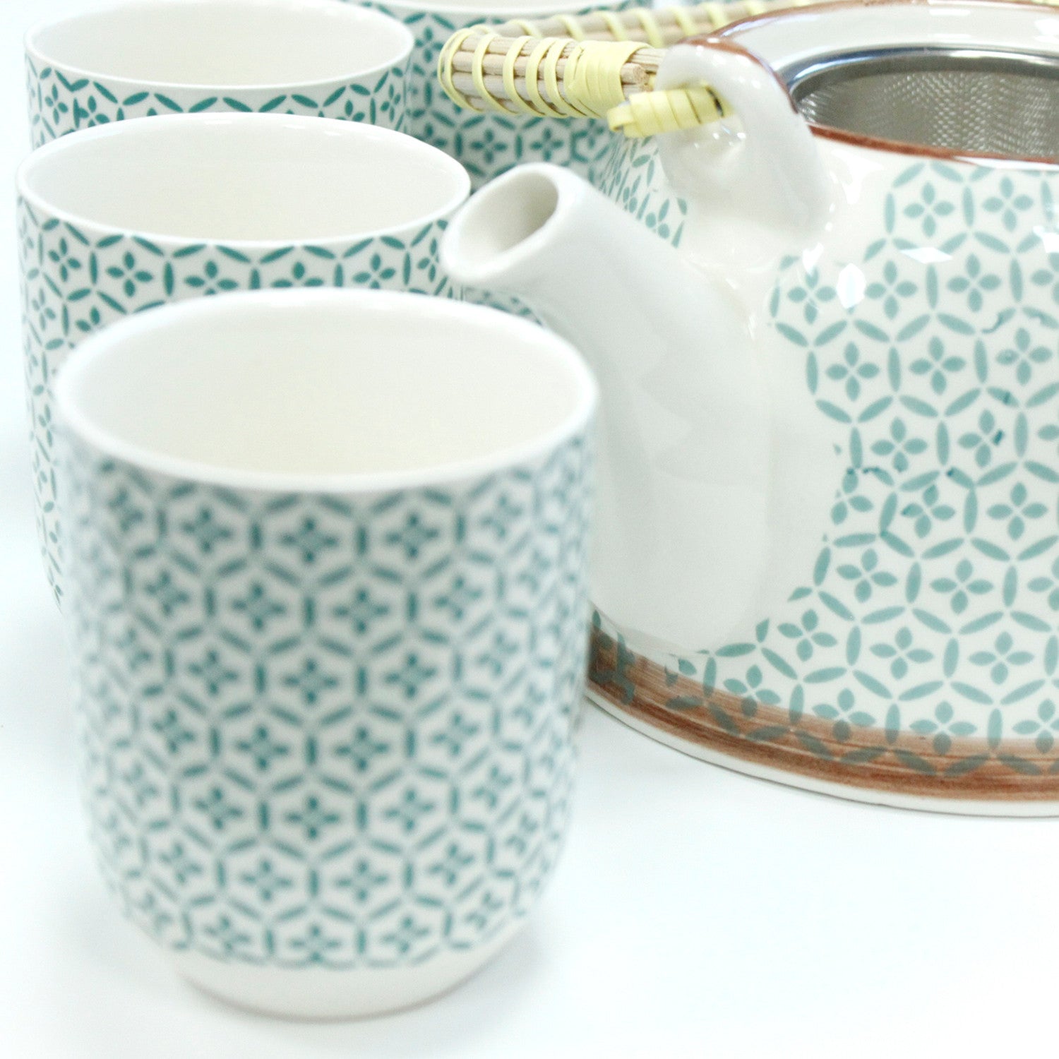 Large Herbal Teapot - Green Mosaic Design