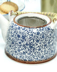 Large Herbal Teapot - Blue Pattern Design