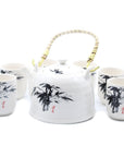 Large Herbal Teapot - White Stone Oriental Design