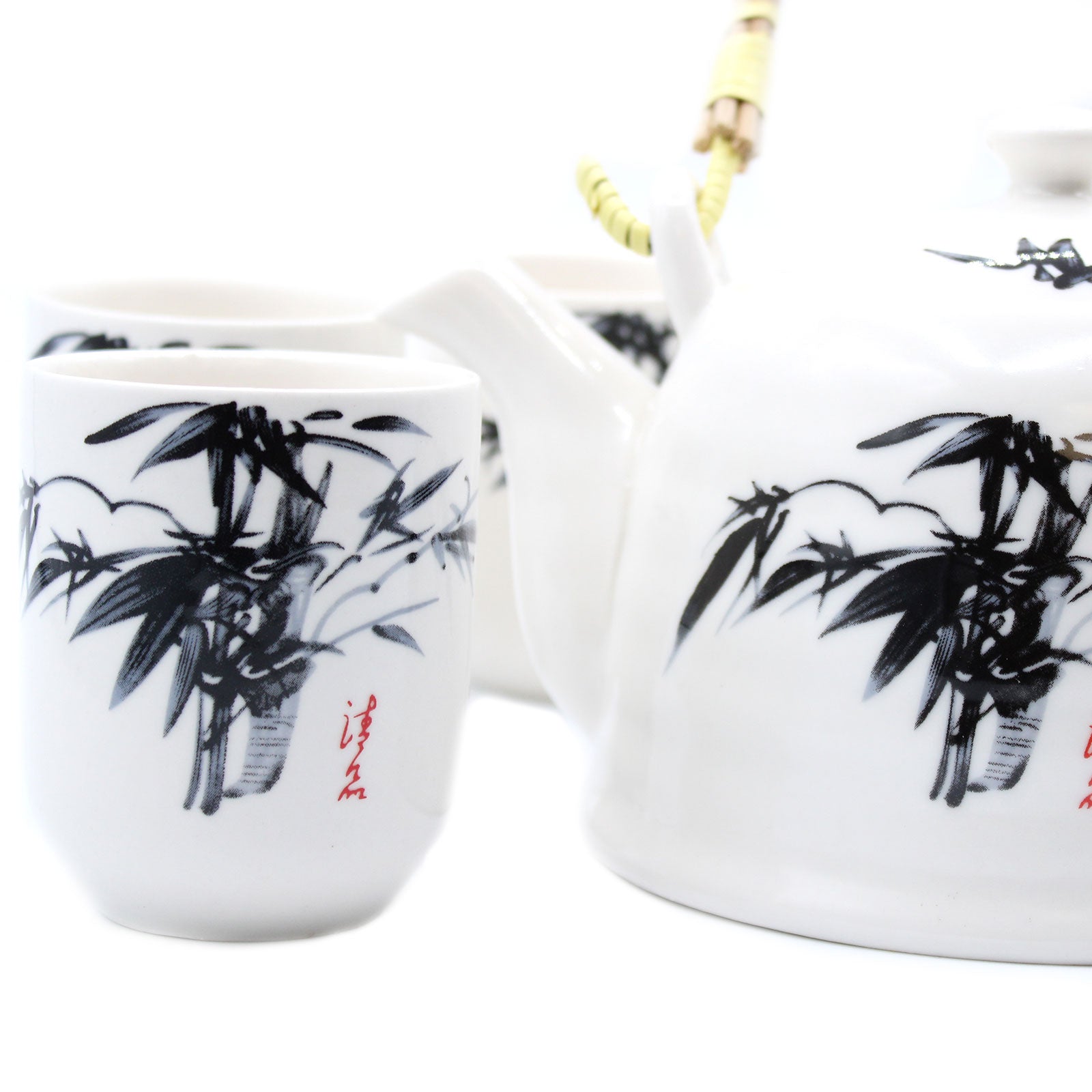 Large Herbal Teapot - White Stone Oriental Design