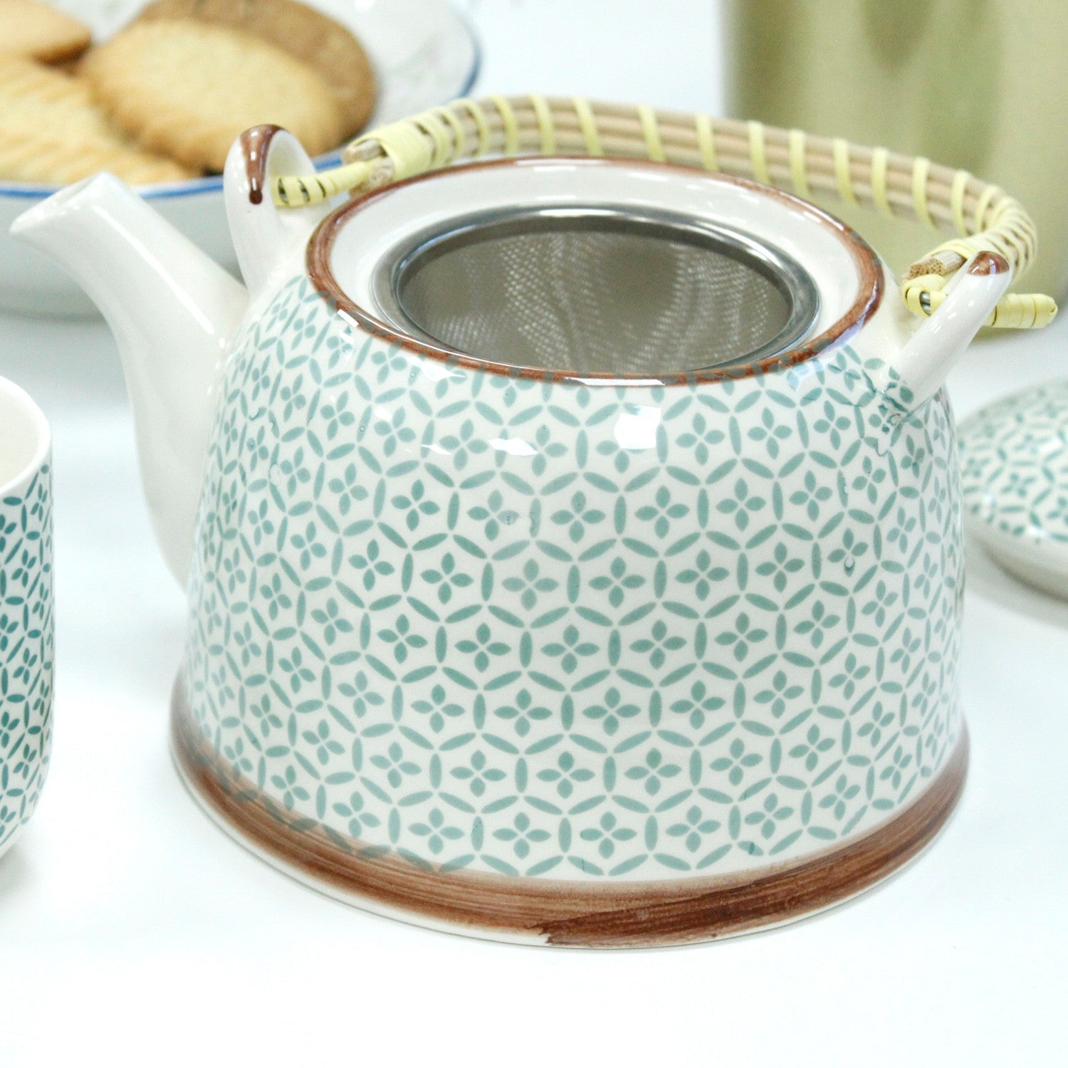 Large Herbal Teapot - Green Mosaic Design
