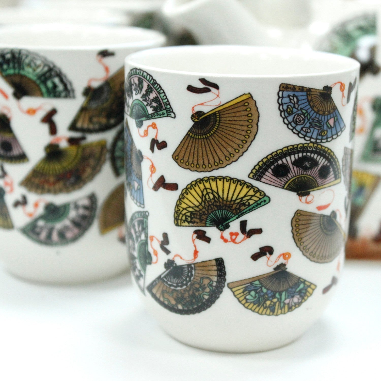 Large Herbal Teapot - China Fan Design