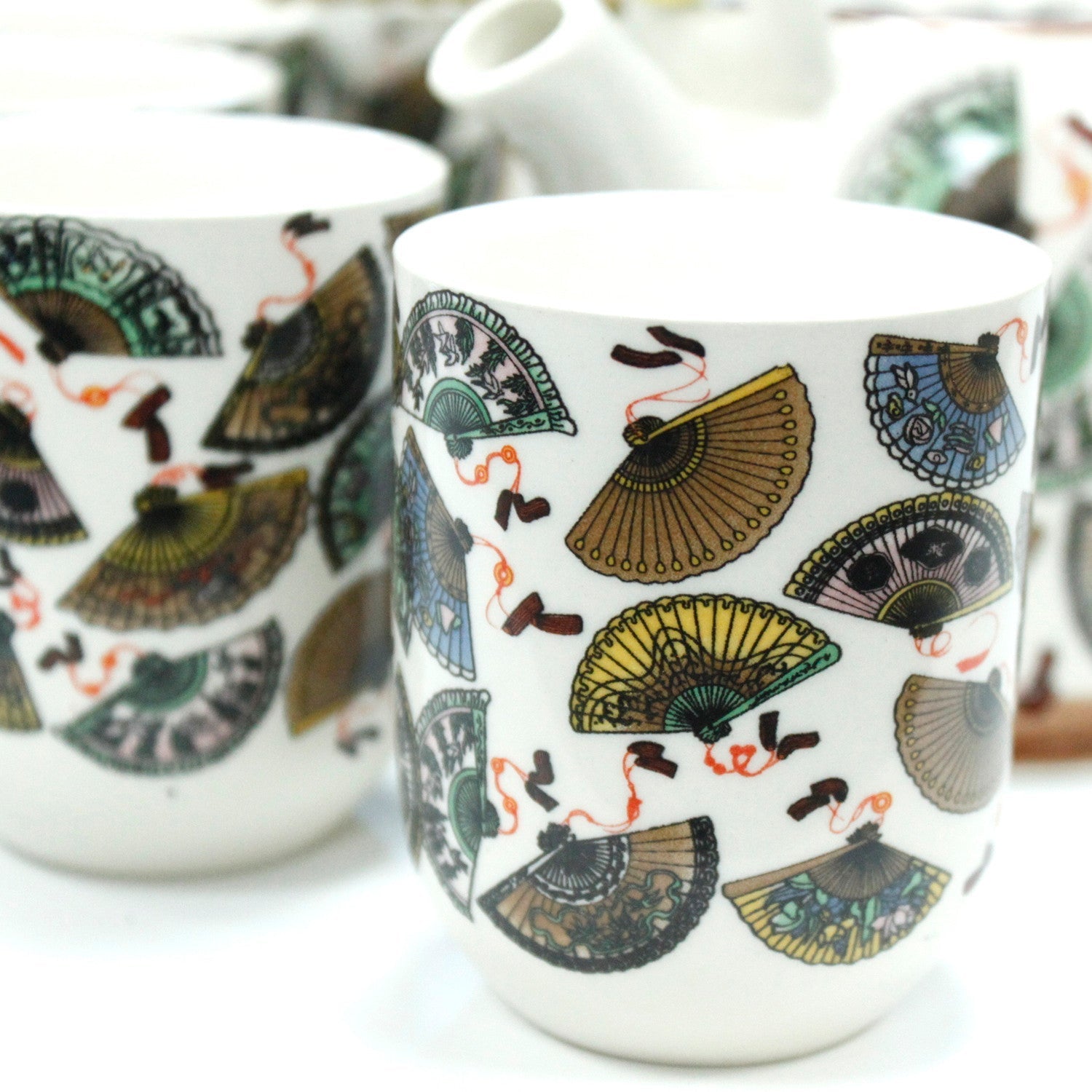 Large Herbal Teapot - China Fan Design