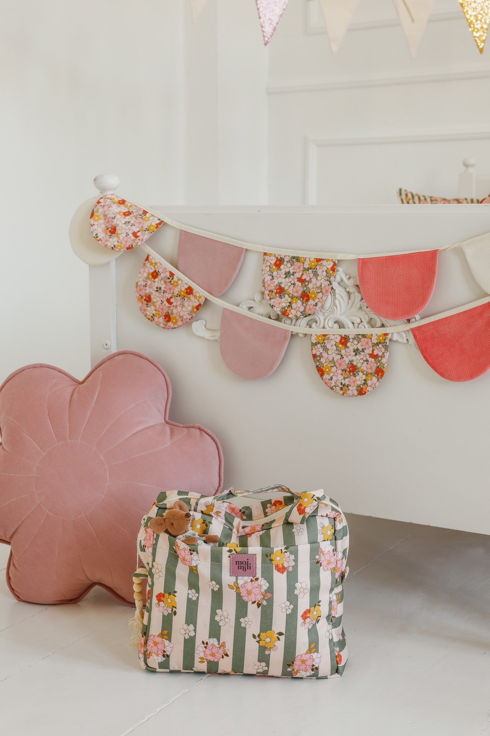 Chic Green Striped Makeup Bag