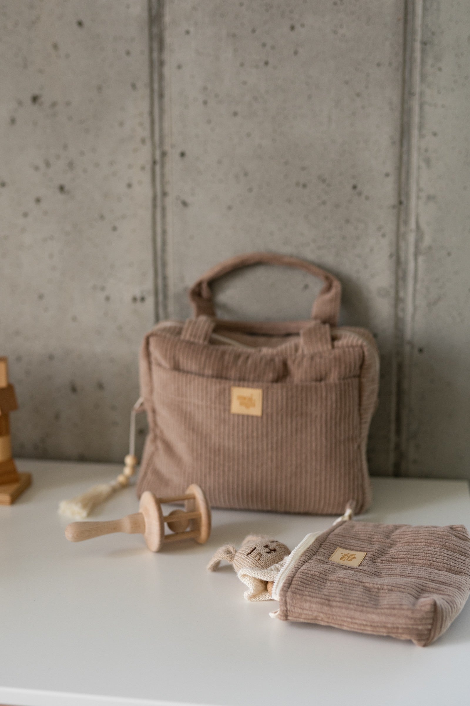 Spacious Latte Makeup Bag