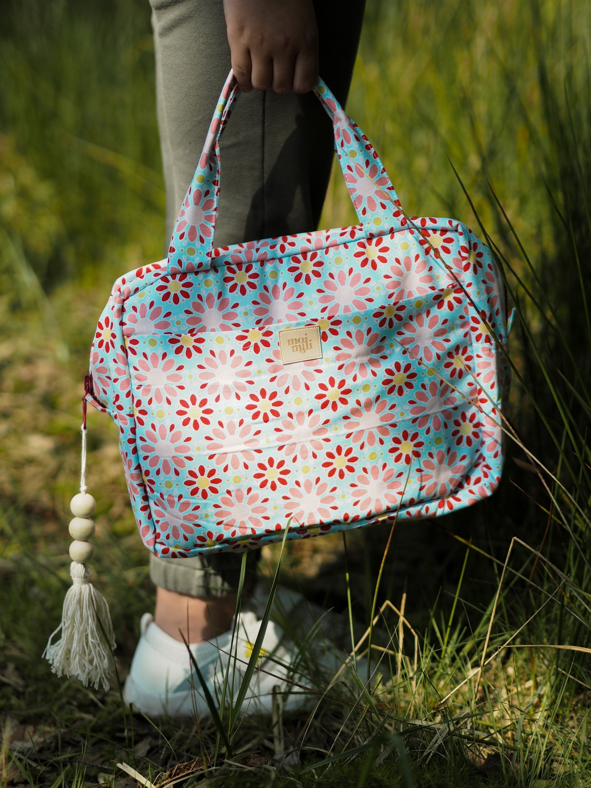 Spacious Red Floral Make Up Bag