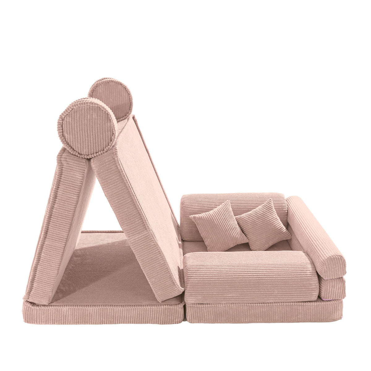 Large Modular Sofa for Kids - Premium Corduroy Powder Pink