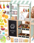 Large Wooden Food Truck Role Play Set 73 Pieces