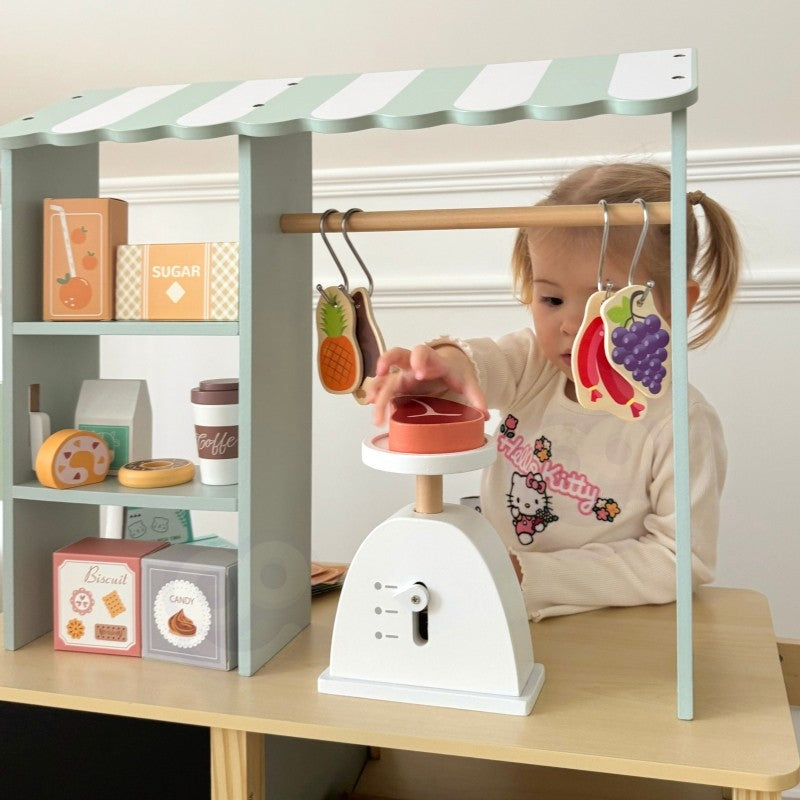 Large Wooden Food Truck Role Play Set 73 Pieces