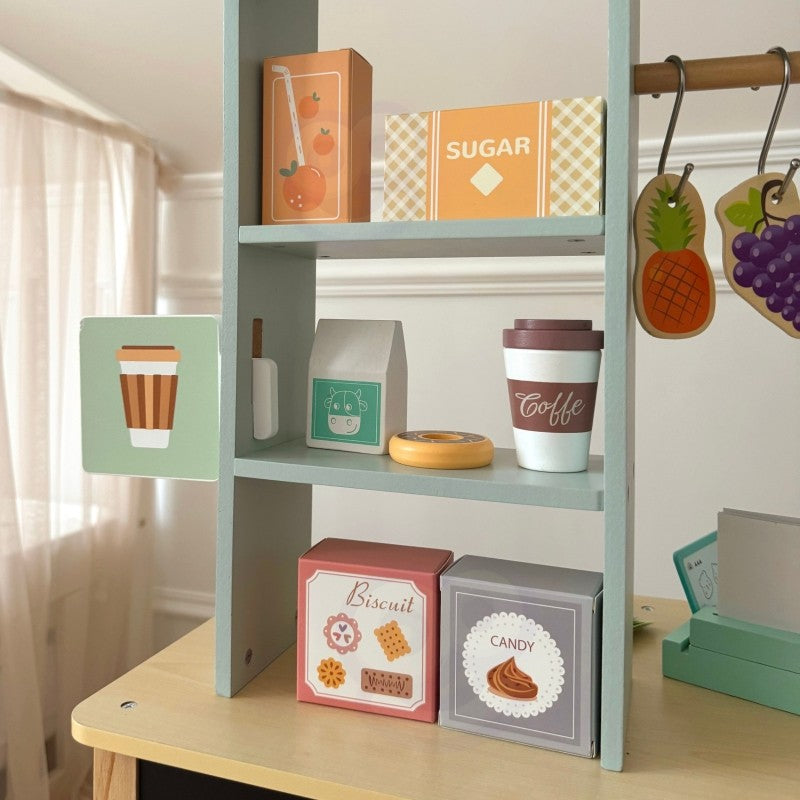 Large Wooden Food Truck Role Play Set 73 Pieces