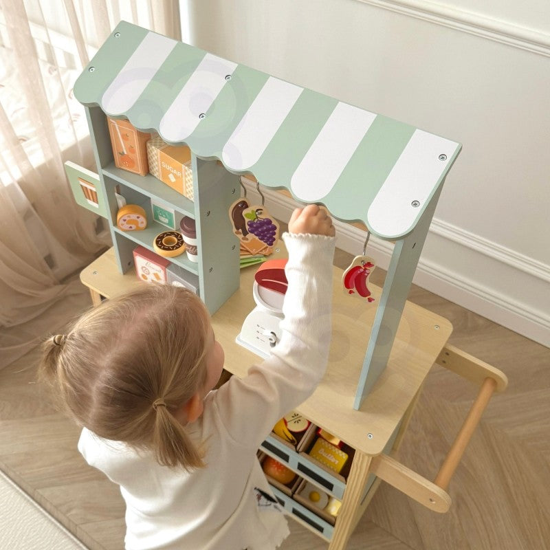 Large Wooden Food Truck Role Play Set 73 Pieces